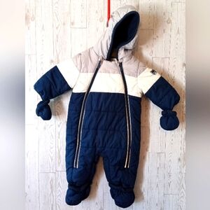 Baby Club Navy and White One Piece Snowsuit Size 0-12Month